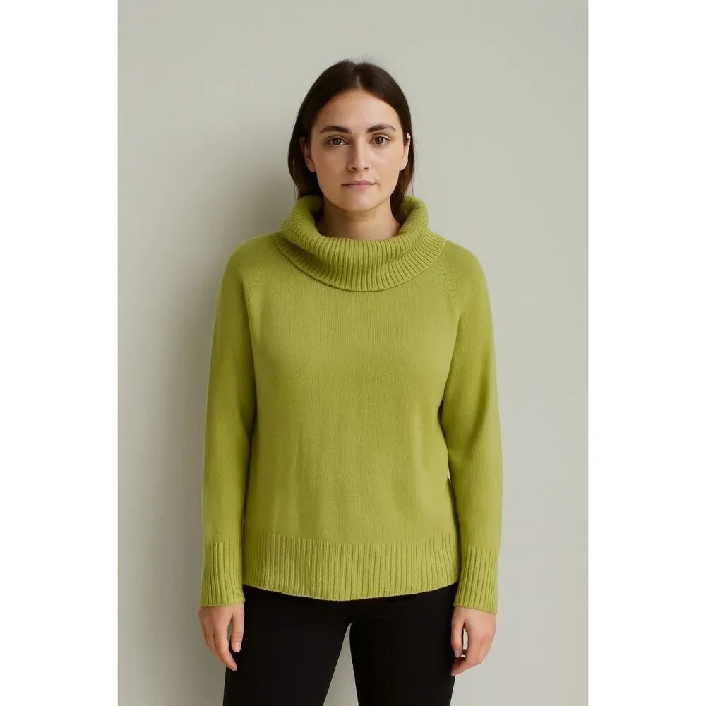 Josephine Chaus size L green knit cowl neck sweater.